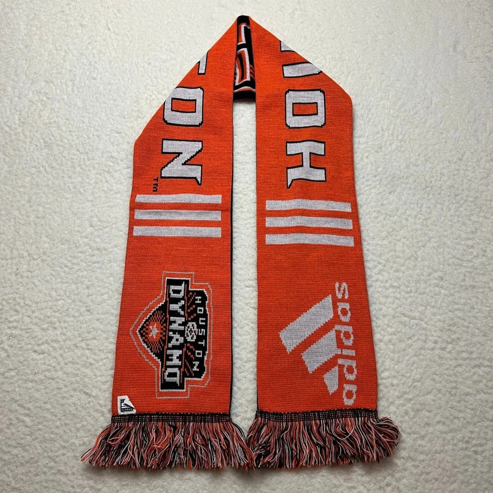 Adidas Houston Dynamo MLS Soccer Scarf Orange Black Knit Made in‎ England
